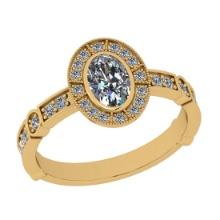 1.00 Ctw SI2/I1 Diamond 14K Yellow Gold Engagement Halo Ring