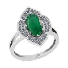 2.46 Ctw VS/SI1 Emerald And Diamond 18K White Gold Vintage Style Ring