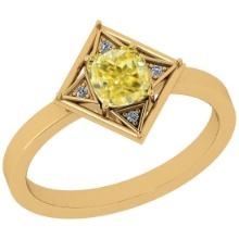 Certified 0.75 Ct GIA Certified Natural Fancy Yellow Diamond and White Diamond 18K Yellow Gold Engag