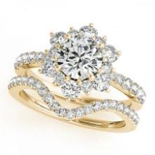 Certified 1.25 Ctw SI2/I1 Diamond 14K Yellow Gold Wedding Halo Set Ring