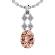 5.22 Ctw SI2/I1 Morganite And Diamond 14K White Gold Vintage Style Necklace