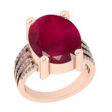 9.62 CtwSI2/I1 Ruby And Diamond 14K Rose Gold Cocktail Ring