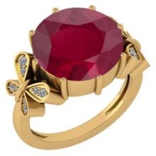 Certified 6.20 Ctw Ruby And Diamond Ring 14K Yellow Gold