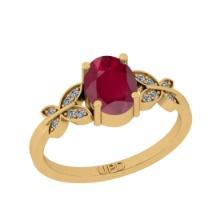 1.35 Ctw I2/I3 Ruby And Diamond 14K Yellow Gold Engagement Ring