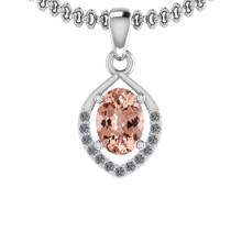 1.31 Ctw SI2/I1 Morganite And Diamond 14K White Gold Vintage Style Necklace