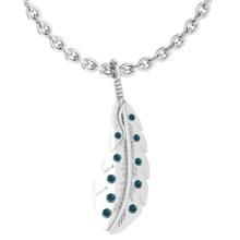 Certified 0.08 Ctw I2/I3 Treated Fancy Blue Diamond 14K White Gold Vingate Style Necklace