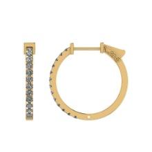 0.60 Ctw SI2/I1 Diamond Prong Set 14K Yellow Gold Huggie Earrings