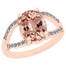 5.00 Ctw SI2/I1 Morganite And Diamond 14K Rose Gold Vintage Style Ring