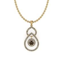 Certified 3.08 Ctw SI1/SI2 Natural Fancy Brown Yellow And White Diamond 14K Yellow Gold Pendant