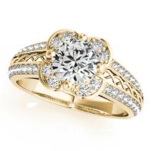 Certified 1.70 Ctw SI2/I1 Diamond 14K Yellow Gold Vintage Style Engagement Ring