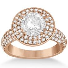Pave Diamond Double Halo Engagement Ring 14k Rose Gold 2.09ctw