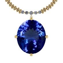 Certified 4.78 Ctw VS/SI1 Tanzanite And Diamond 14K Yellow Gold Vintage Style Necklace