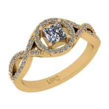 0.59 Ctw SI2/I1 Gia Certified Center Diamond 14K Yellow Gold Engagement Ring