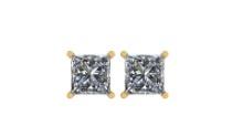 Certified 1.03 CTW Princess Diamond Stud Earrings I/SI1