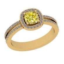 1.10 Ctw Gia certified Natural Fancy Yellow And White Diamond 14K Yellow Gold Wedding Ring