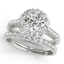 Certified 1.70 Ctw SI2/I1 Diamond 14K White Gold Bridal Wedding Set Ring