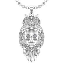 0.16 Ctw SI2/I1 Diamond 14K White Gold skull owl pendant Necklace