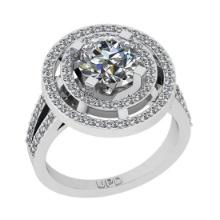 2.67 Ctw SI2/I1 Gia Certified Center Diamond 14K White Gold Engagement Ring