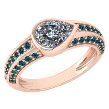 Certified 1.72 Ctw I2/I3 Treated Fancy Blue And White Diamond 14K Rose Gold Vintage Style Anniversar