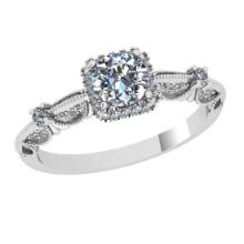 1.27 Ctw SI2/I1 Diamond 14K White Gold Anniversary Ring Round Cut Center Stone Certified By GIA )