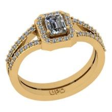 0.80 ctw GIA Certified Center StoneDiamond 14K Yellow Gold Engagement Halo Ring