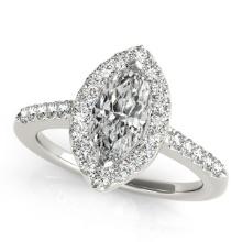 Certified 1.20 Ctw SI2/I1 Diamond 14K White Gold Engagement Halo Ring