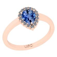 0.91 Ctw I2/I3 sapphire And Diamond 14K Rose Gold Engagement Ring