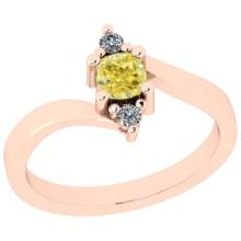 Certified 0.57 Ct GIA Certified Natural Fancy Yellow Diamond And White Diamond 14K Rose Gold Vintage