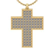 4.44 Ctw SI2/I1 Diamond 14K Yellow Gold Cross Pendant Necklace