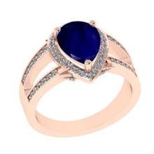 2.27 Ctw SI2/I1 Blue Sapphire and Diamond 14K Rose Gold Engagement Ring