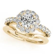 Certified 0.90 Ctw SI2/I1 Diamond 14K Yellow Gold Wedding Halo Set Ring
