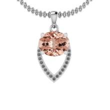 2.09 Ctw SI2/I1 Morganite And Diamond 14K White Gold Vintage Style Necklace