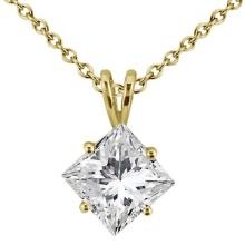 1.00ctw. Princess-Cut Diamond Solitaire Pendant in 18k Yellow Gold H, VS2