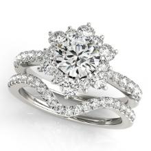 Certified 1.25 Ctw SI2/I1 Diamond 14K White Gold Wedding Halo Set Ring