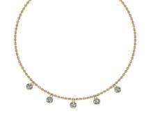 0.75 Ctw SI2/I1 Diamond 14K Yellow Gold Station Necklace