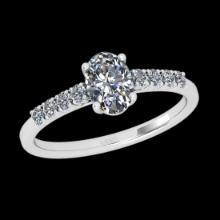 0.98 Ctw VS/SI1 Diamond 14K White Gold Vintage Style Ring