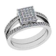 Certified 0.52 Ctw VS/SI1 Diamond 18K White Gold Victorian Style Bridal Band Ring