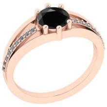 Certified 0.59 Ctw Treated Fancy Black and White Diamond I1/I2 14k Rose Gold Vintage Style Ring