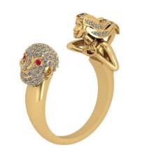 0.64 Ctw SI2/I1 Diamond 14K Yellow Gold Monkey Women Face Ring