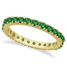 Emerald Eternity Stackable Ring Band 14K Yellow Gold 0.75ctw