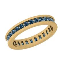 0.98 Ctw i2/i3 Treated Fancy Blue Diamond 14K Yellow Gold Eternity Band Ring