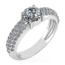 Certified 1.34 Ctw Diamond 14k White Gold Halo Ring