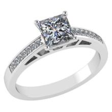 Certified .64 CTW Princess Diamond 14K White Gold Ring