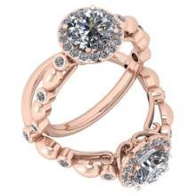 Certified 1.50 Ctw Diamond SI2/I1 Engagement 10K Rose Gold Ring