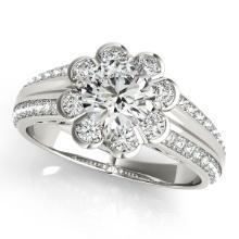 Certified 1.75 Ctw SI2/I1 Diamond 14K White Gold Victorian Style Engagement Halo Ring