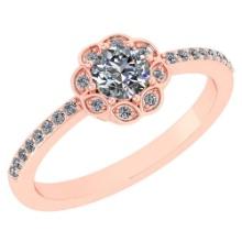 Certified .63 Ctw Diamond 14k Rose Gold Engagement Ring