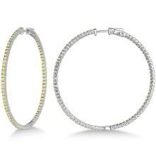X-Large Yellow Canary Diamond Hoop Earrings 14k White Gold 3.00ctw