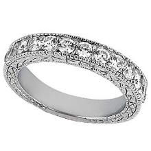 Antique style Style Pave Set Wedding Ring Band 14k White Gold 1.00ctw