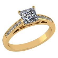 Certified .64 CTW Princess Diamond 14K Yellow Gold Ring