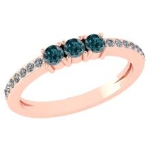 Certified 0.23 Ctw Treated Fancy Blue Diamond 14k Rose Halo Gold Ring